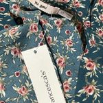 New Mi Amie Mini Dress Teal Floral Long Sleeve Green Pink Size XS Extra Small Photo 4