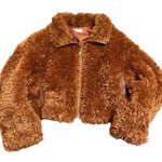 Maeve  by Anthropologie Faux Fur Sherpa Teddy Jacket‎ Brown Zip Medium Photo 0