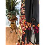 Tiana B . Shift Dress Womens Medium Black Paisley Slit Sleeve Boat Neck Pullover Photo 3