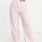 Bershka  pastel pink linen style wide leg trouser pants Photo 0