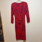 The Kit Jamie Ruched Dress 3/4 Sleeves in Cerise Complication Pattern Size Small Red Photo 7