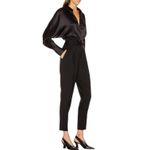 Equipment  Femme Carlens Satin Wool‎ Black Jumpsuit Sz 8 Neutral Dressy Career Photo 2
