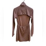 Atoir by Revolve The Baseline Mini Dress Coffee Mock Neck Cut Out Long Sleeves Brown Size 8 Photo 4