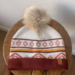 Frye and Co. Aztec Patterned Knit Beanie with Pom Pom Red Photo 0