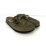 Birkenstock Washed Metallic Suede Boston Clogs with Gold Buckle Photo 1