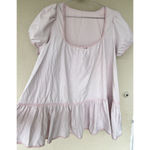 Pink Puff Sleeve Dress Striped Ruffle Hem Cottage Coquette Women’s Size 2X Photo 2