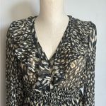 ZARA  tiger print long sleeve ruffle top Medium NWOT Photo 2