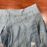 Talbots  Floral Embroidered Skirt 100% Linen Teal Lined Cottagecore Sz‎ 10 FLAW Photo 5