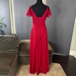Red Chiffon Off the Shoulder Formal Bridesmaid Dress Corset Back Size 10 NWOT Photo 4