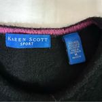 Karen Scott  Sport Women’s Black Medium Wool Satin Button Cardigan Gifts Casual Photo 3