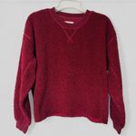 American Eagle AE Sherpa Crew Neck Dark Red Sweatshirt Size Small Christmas Photo 0