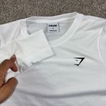 Gymshark  White Long Sleeve Athletic Top Women's Size S Mesh Panels Logo Photo 1