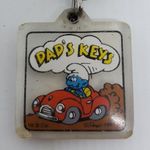 Vintage Smurfs Driving Car Dad's Keys Keychain Red Photo 0