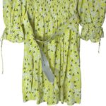 For Love & Lemons Chrysanthemum Mini Dress Lemonade Yellow Floral Medium Photo 6