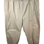 Woman Within  Plus Size 36T Cropped Pants Capri Light Brown Cotton‎ Elastic 419 Photo 0