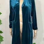 Teal Green Velvet Open Cardigan Jacket New Photo 4