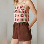 Lucky Brand Crochet Romper - Size M - Pink Granny Square - NWT Photo 1