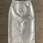 Avec Les Filles High Waist Faux Leather Midi Skirt - Size M - Silver - NWT Photo 3