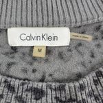 Calvin Klein  Womens Leopard Sweater M Gray Black Knit Scoop Neck Pullover Cozy Photo 10
