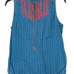 J.Crew  Women's Tank Top‎ Lightweight Embroidered Tassels Teal Neon Orange Size 2 Photo 0