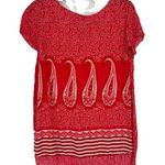 Old Navy  Boho Pink Top Paisley Floral Mixed Pattern Short Sleeve Casual Size M Photo 0