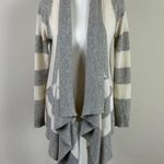 Garnet Hill  Cashmere Stripped Scarf‎ Open Knit Cardigan Size XS Photo 0