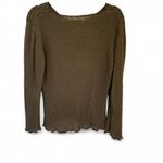 Gizel Olive Green and Brown Knit Flowy Sweater with Ruffle Hem size Large/XL Photo 2