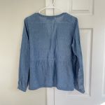 Loft  Womens Chambray Peasant Shirt Blue Pullover Blouse Top M Petite Minimalist Photo 5