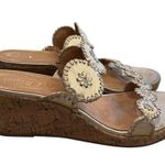 Jack Rogers  Lauren Mid Wedge Cork slide Sandals gold leather size 10 Photo 0