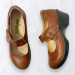 Alegria  Brown Tan Leather Chunky Coquette Whimsical Mary Jane Butterfly Heels 5 Photo 0