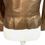 Talbots Petites 8 Soft Gold Metallic Button Closure 100% Leather Jacket Luxury Photo 8