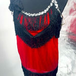 Vintage in cement, red and black fringe,‎ nightgown size medium Photo 0