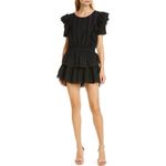 Love Shack Fancy  Natasha Mini Dress Women’s Lg Black Ruffle Tiered 100% Cotton Photo 3