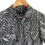 ZARA  100% Linen Zebra Print‎ Mini Shirt Dress Short Sleeves Black White, Size XS Photo 2