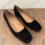 Ann Mashburn NWT  Closed Toe Suede Buckle Flat Shoe Black Size 39.5 EU / 9.5 US Photo 2