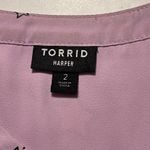 Torrid Harper Blouse Plus Size 2X Purple Star Print Roll Tab Sleeve Tunic Photo 6