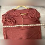 Cupshe NWT  Size M Burgundy V Neck Long Sleeve Henley Tee Shirt Scalloped Hem Photo 10