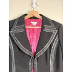 Cache Vintage  Black Suit Jacket Faux Leather Piping Size 8‎ Going Out Office Photo 1