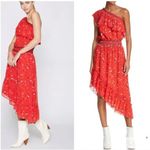 Joie New  Hafsa Silk One Shoulder Midi Dress Red Floral Asymmetric Women's Size S Photo 1
