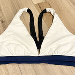 Athleta Mod Strappy back swimsuit top white black blue size medium Photo 0