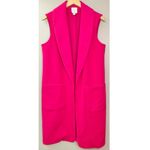 Joie  Sleeveless Vibrant Pink Long Length Vest Pockets Longline Photo 6