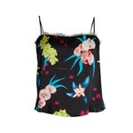 FLEUR DU MAL Lace Silk Cami, Black Orchid Floral, Medium Photo 10