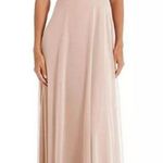 After Six High Neck Halter Backless Maxi Dress Cameo 1545 Size 10R NWT Glam Tan Photo 0