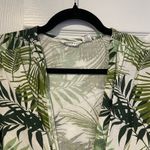 Midnight sky  Size M Tropical Palm Linen Blend Tie Front 3/4 Sleeve Crop Top Photo 1