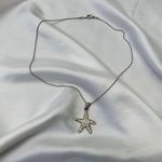 Dainty Silver Toned Rhinestone Starfish Pendant Necklace Mermaid Coquette Glam Photo 1