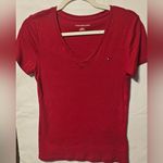 Tommy Hilfiger Women's Red V-Neck Top Photo 0