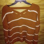 Moral Fiber Women's  1x Striped Sweater Criss Cross Back Cozy Fall Photo 0