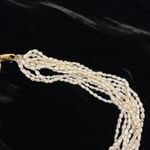 Freshwater Keshi pearl necklace 10 strands gold beads vintage White Photo 2