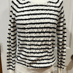 Gap  Black & White Striped Sweater – Size Medium – Chic Front Detailing Photo 0
