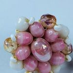 Vintage Western Germany Beaded Cluster Clip on Earrings Pink Shades White Luster Photo 11
